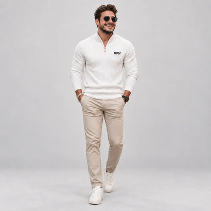 PREMIUM Ribbed Quarter-Zip Sweater