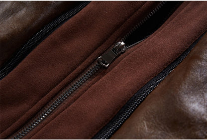 Leather Jacket with Removable Hood
